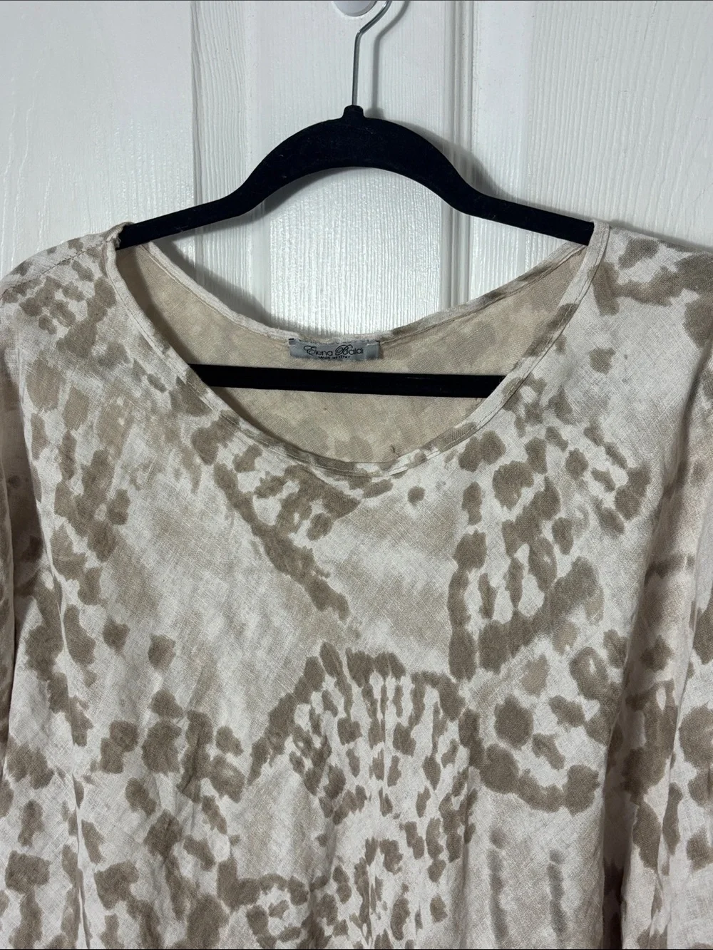 Elena Baldi Neutral Beige Linen Poncho made in Italy cover up beach lightweight